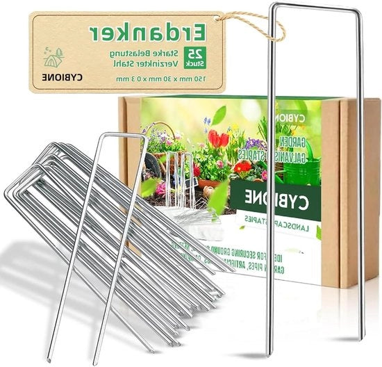 Roostbeschermante per Haringen - Robusto, duraturo e pratico per campeggio e giardino - 150 mm lungo 25 mm largo Ø 3 mm - Perfetto come tenaglie per ancoraggio al suolo e altro! (25)