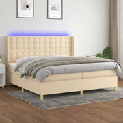 Letto a Molle Materasso e LED bianco 200x200cm in Tessuto 3139226
