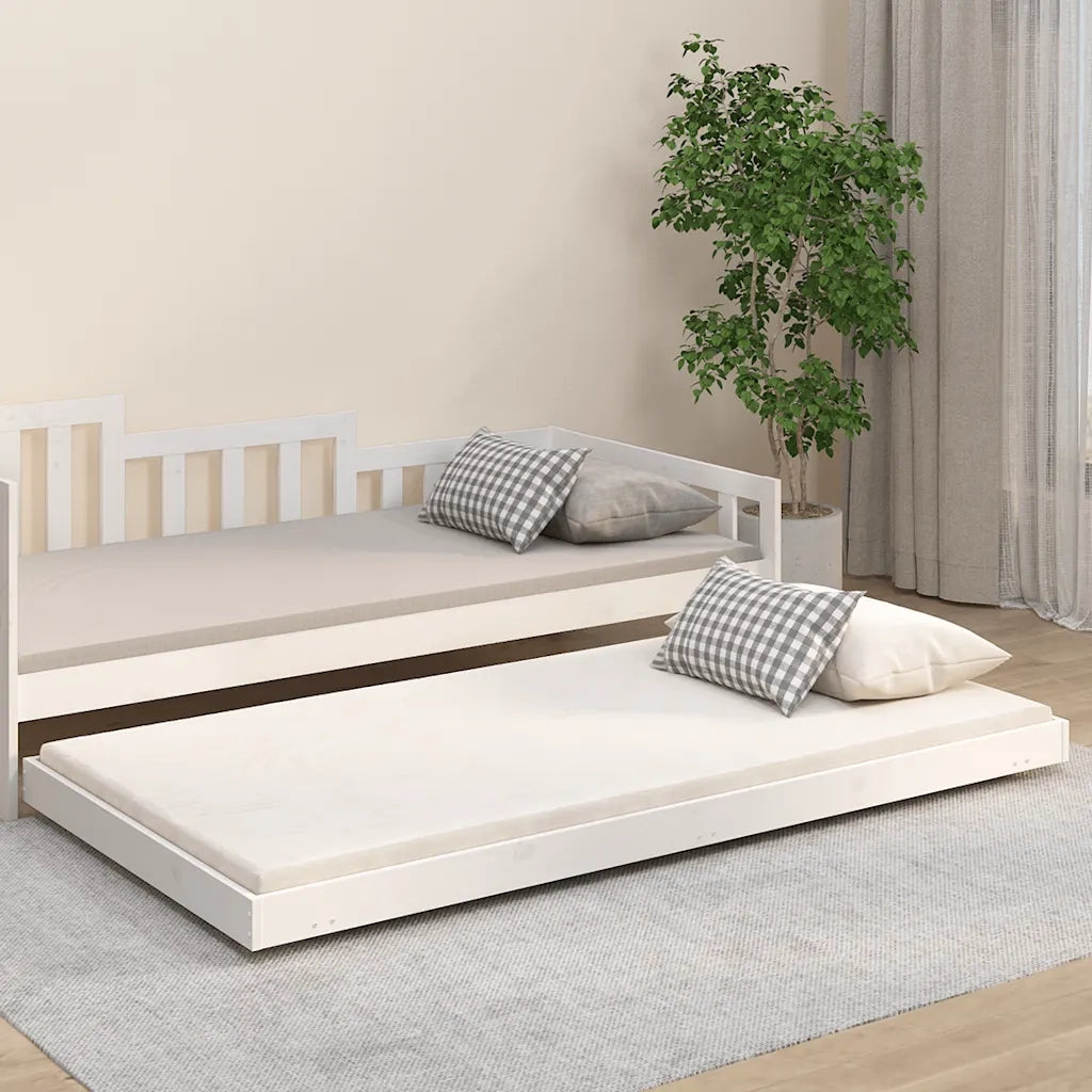 Giroletto senza Materasso-Struttura Letto Bianco 100x200 cm Legno Massello Pino 497197