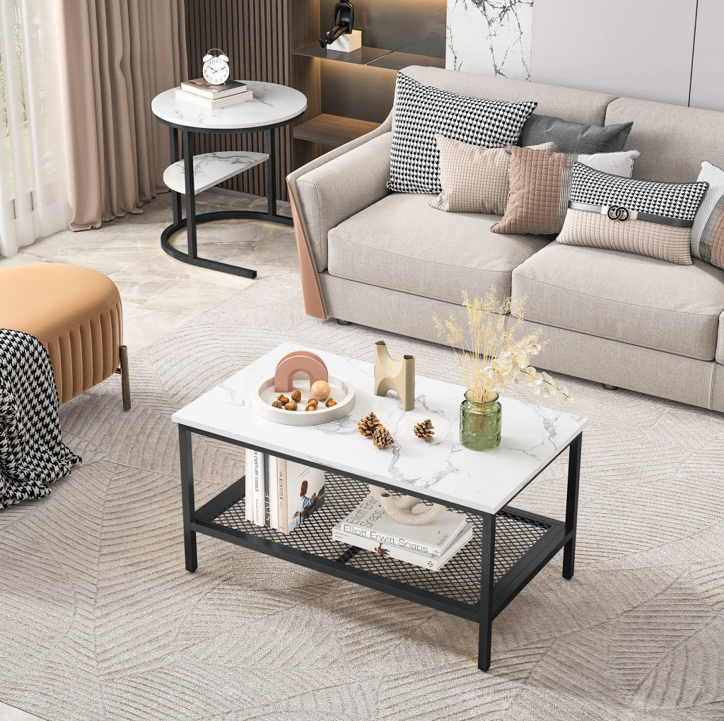 Set di tavolini da salotto; impilabile con vano portaoggetti; legno e acciaio inox; nero