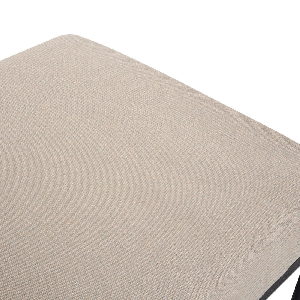 Chaise longue in lino sintetico ecopelle beige e marrone con gambe nere in ferro stile elegante