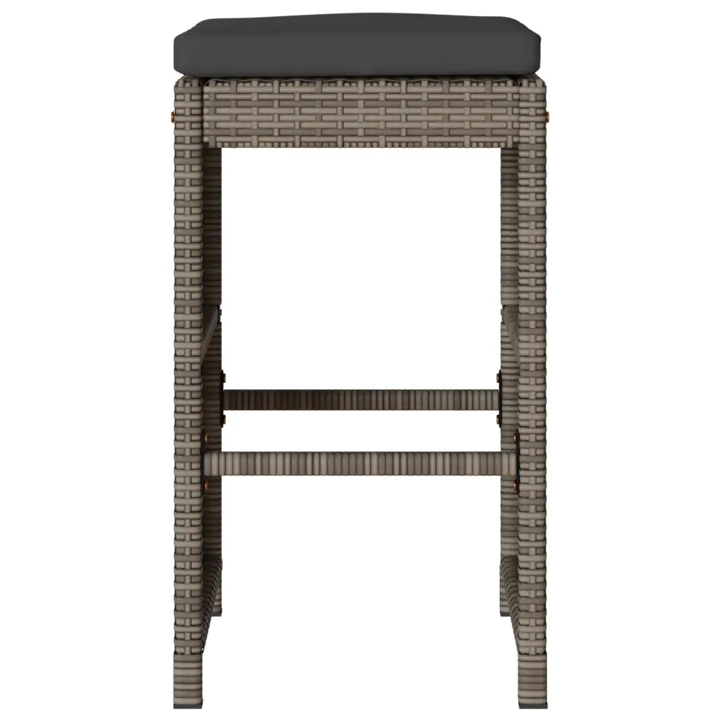 Sgabelli da Bar con Cuscini 2 pz Grigi in Polyrattan