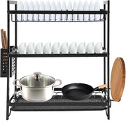 Afdruiprek con Lekbak – 3-laag Schoteldroogrek – Moderno design – Piedi stabili – Vangrail elevata – Facile da montare
