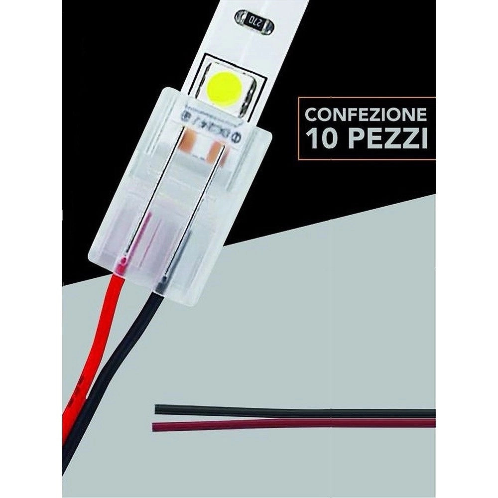 Trade Shop - Kit 10pz Connettore Alimentazione Striscia Strip Led Monocolore 2pin 10mm Cn10-cv -