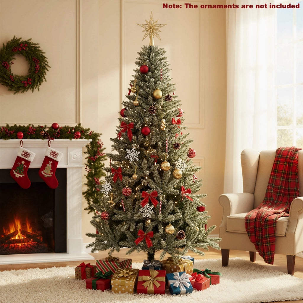 Albero di natale pieghevole con 692 rami e base in metallo pieghevole, Albero di natale artificiale luminoso al buio da 180 cm Verde-Alberi di Natale