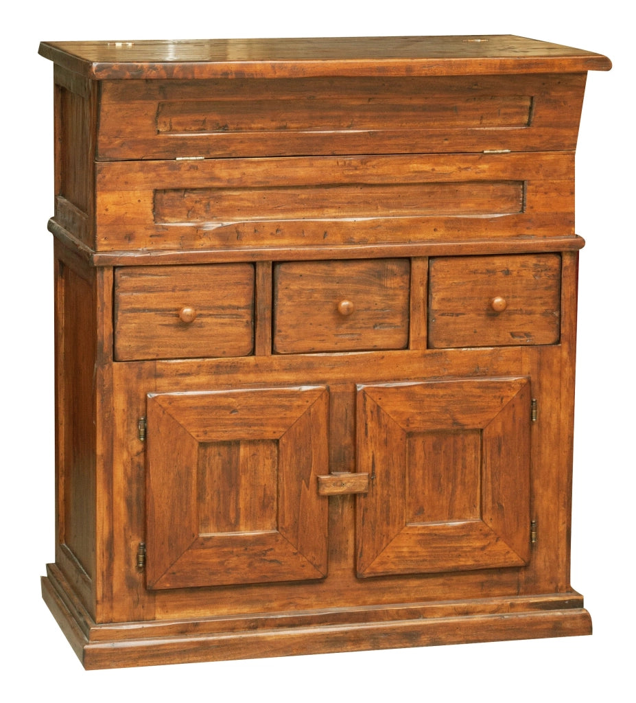 Biscottini Madia in legno massello di tiglio finitura noce L81xPR45xH92 cm. Made in Italy