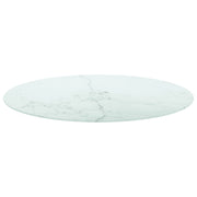 Piano per Tavolo Bianco Ø90x1 cm Vetro Temperato Design Marmo 322251