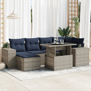 Set Divano da Giardino 9pz con Cuscini Grigio Polyrattan Acacia 3326832