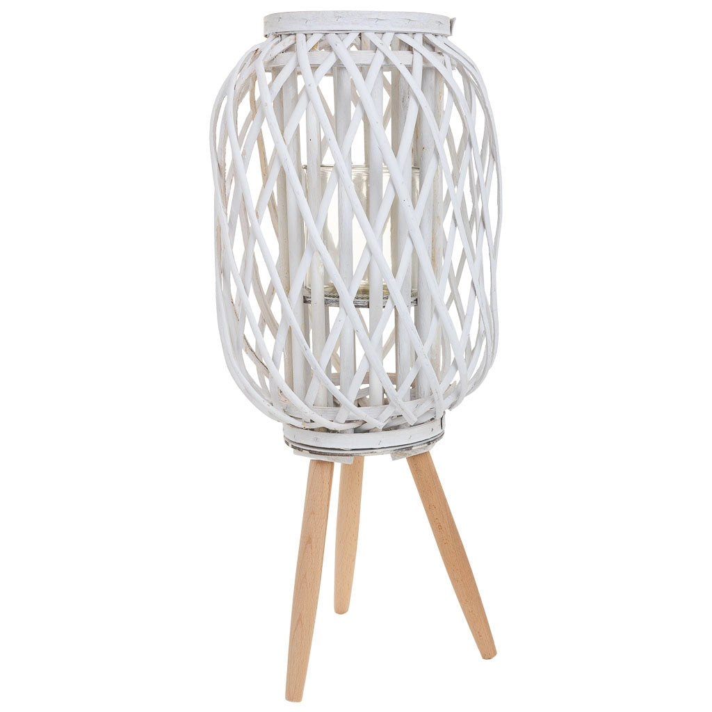 Lanterna portacandele in midollino bianco d37x40/63h