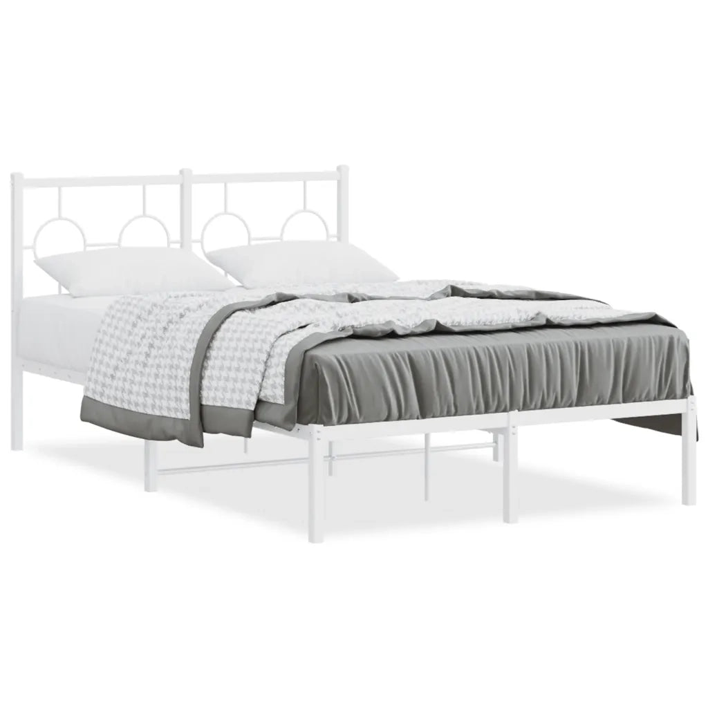 Letto matrimoniale | Letto per adulti | Giroletto con Testiera Metallo Bianco 120x190 cm