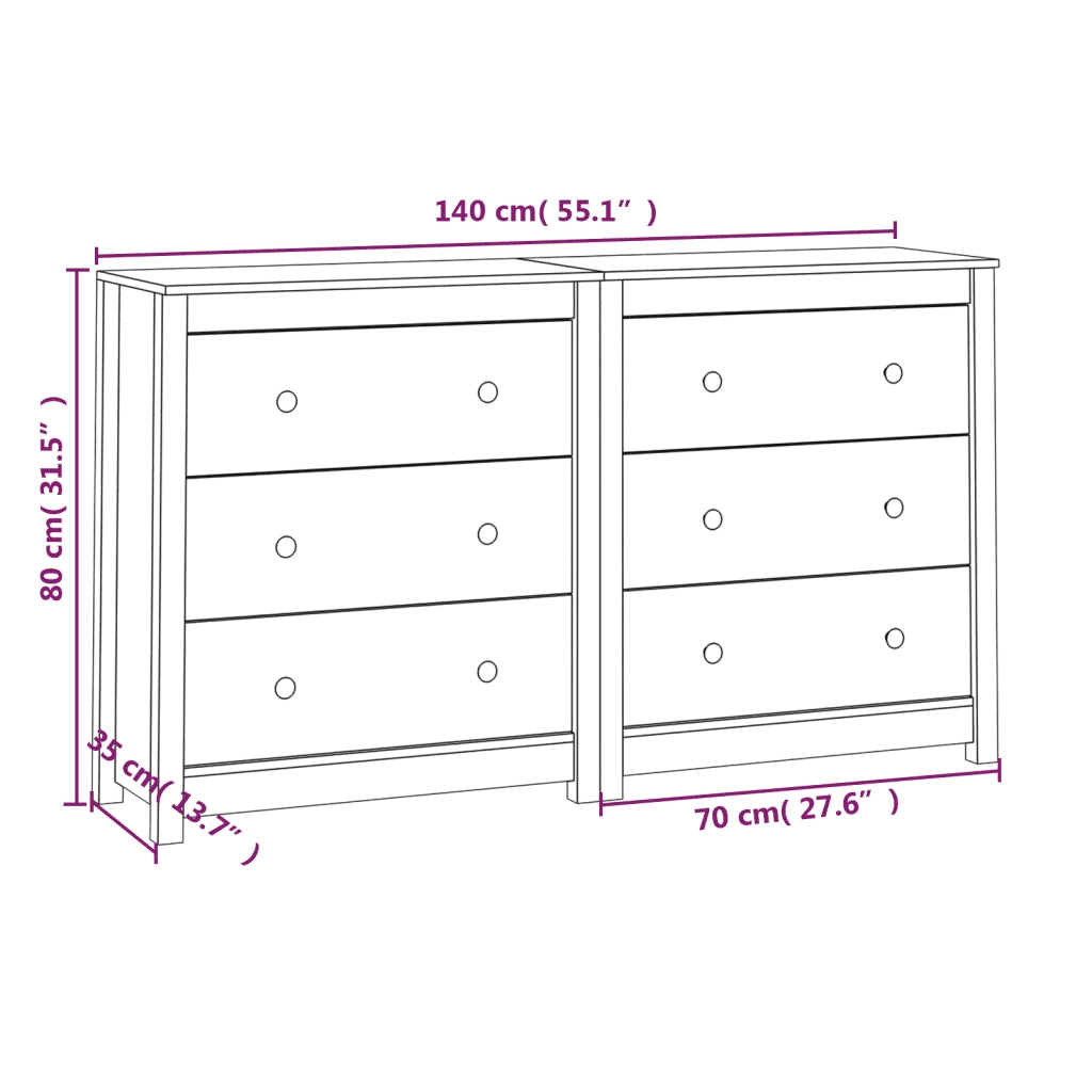 Credenza 140x35x80 cm in Legno Massello di Pino 3114079