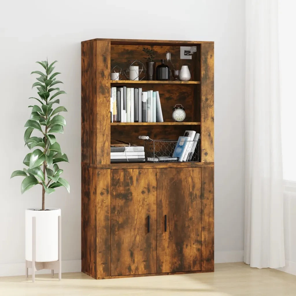 Armadietto a Muro | Mobile a Parete Rovere Fumo 80x33x80 cm in Legno Multistrato