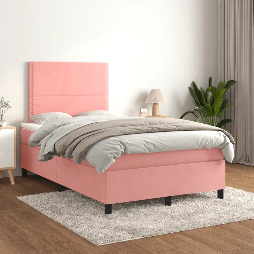 Giroletto a Molle con Materasso Rosa 120x190 cm in Velluto 3269994