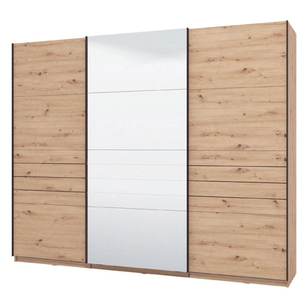 Armadio Camera da Letto Tures, Guardaroba Grande Appendiabiti, 267x217h cm Marrone Rovere Nodi