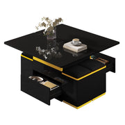 TAVOLINO Alzabile e ribaltabile 100x50x43 cm Nero e Giallo Set con 4 sgabelli