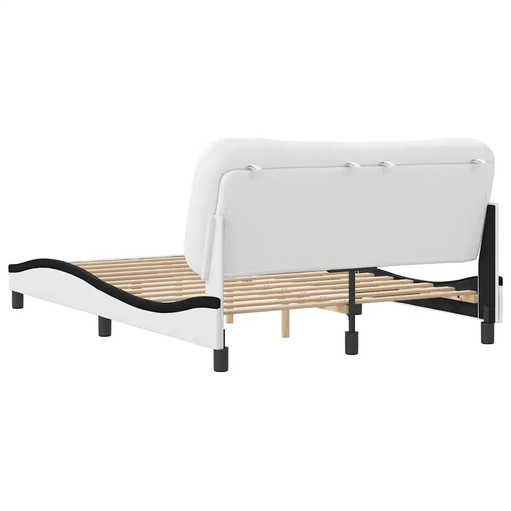 Giroletto senza Materasso-Struttura Letto Hvar Bianco e Nero 140x190 cm in Similpelle