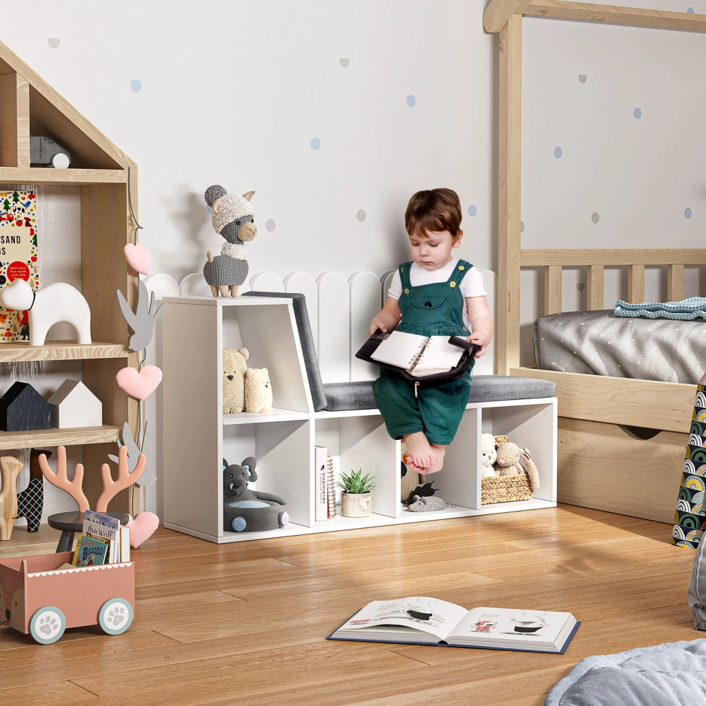 Libreria con panca ¨C zephmum ¨C 108x30x60 cm bianco grigio