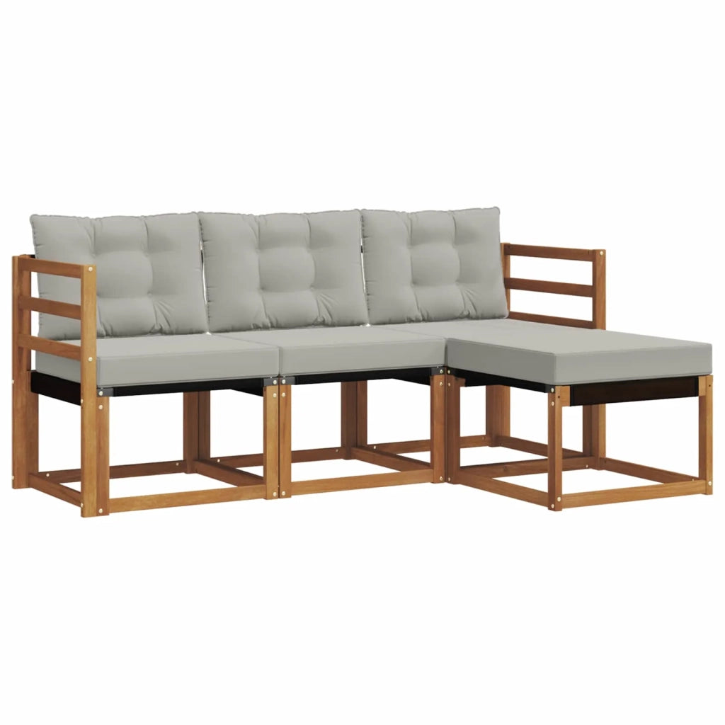Set di divani da esterno 4 pcs Grigio Naturale e Chiaro
