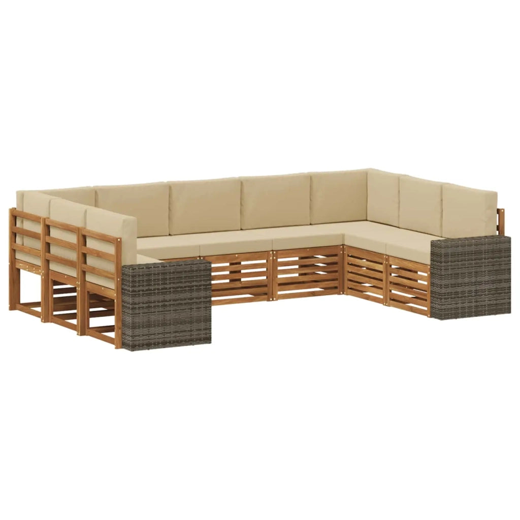 Set divano sezionale 9 pcs Naturale e Beige Poliestere 3384849