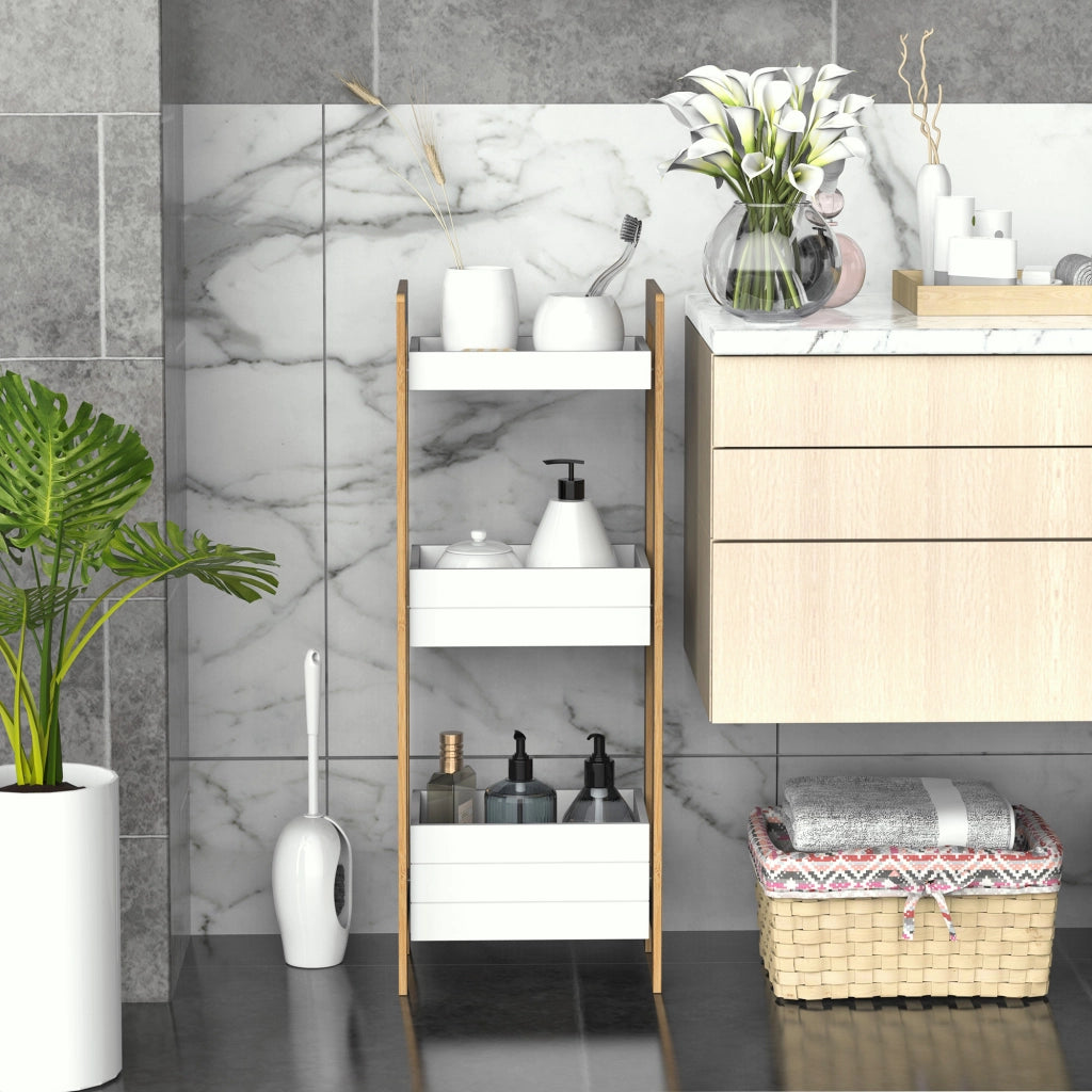 Mobile Bagno con Ripiani ¨C zephmum ¨C Bianco 27.5x20.8x74 cm