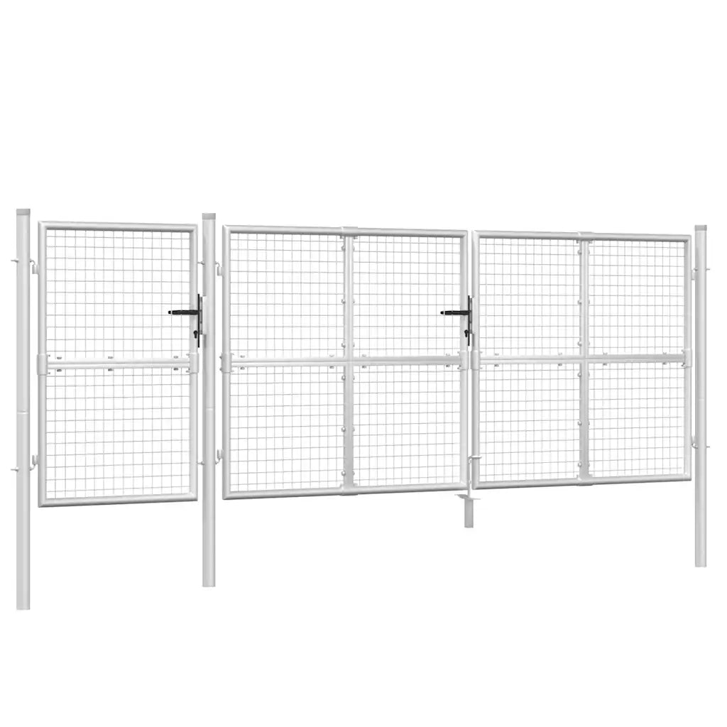 Cancello da Giardino in Rete Argento 400x125 cm in Acciaio Zincato 154555