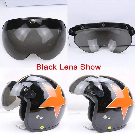 Visore universale per metà casco - Policarbonato - Protezione UV - Chiusura a gomiti - Adattabile a tutti i tipi di metà casco