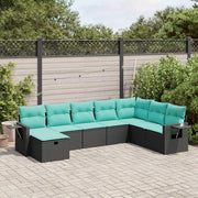 Set Divani da Giardino con Cuscini 8 pz Nero in Polyrattan 3325533