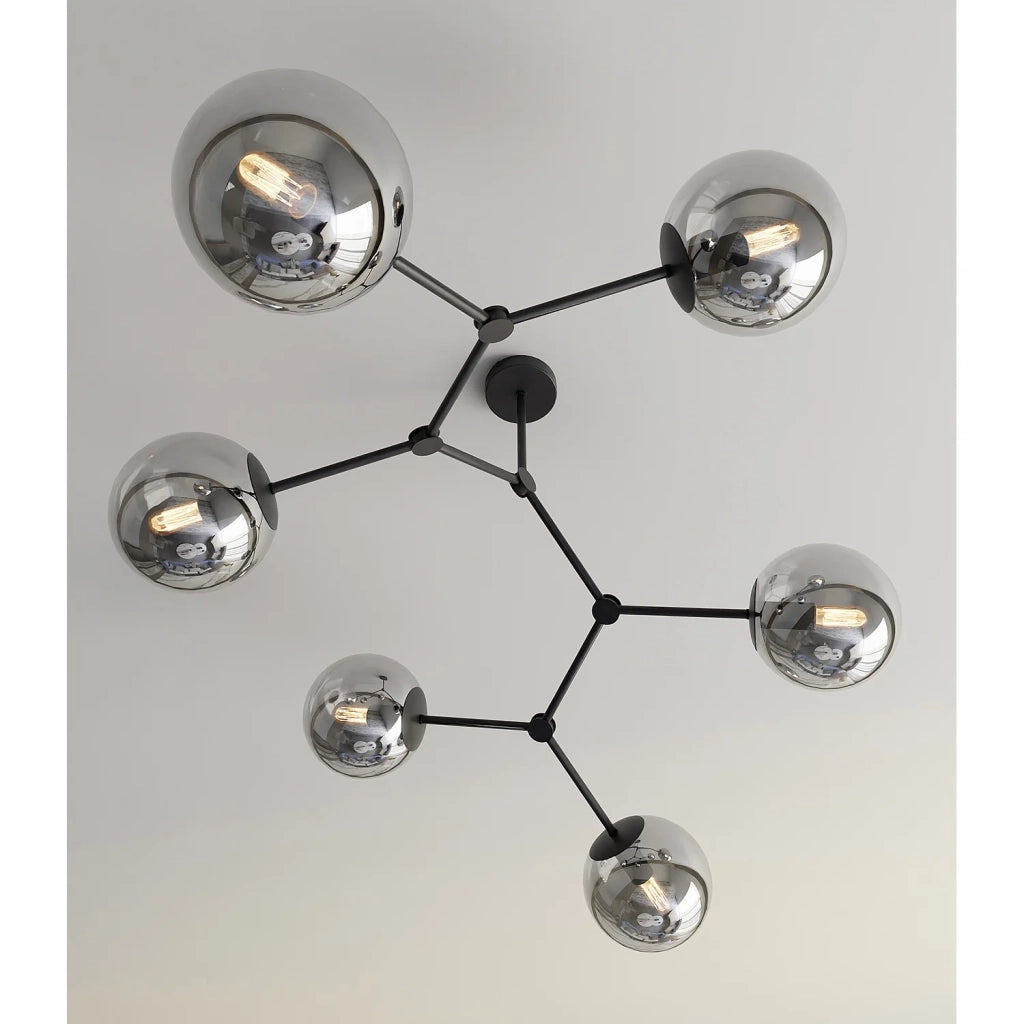 Plafoniera Minimal Iperione Acciaio Nero Grigio 6 Luci E14 Ip20