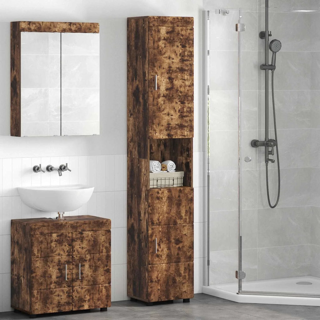 Set di Armadi da Bagno TULUM Rovere fumé 37 x 31,5 x 203 cm 880356