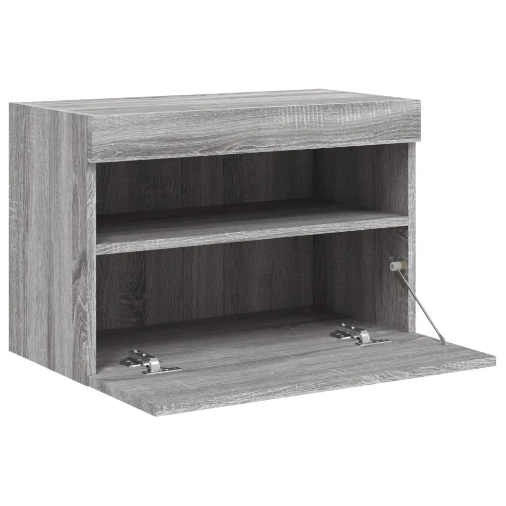 Mobile TV a Parete con Luci LED Grigio Sonoma 60x30x40 cm 837193
