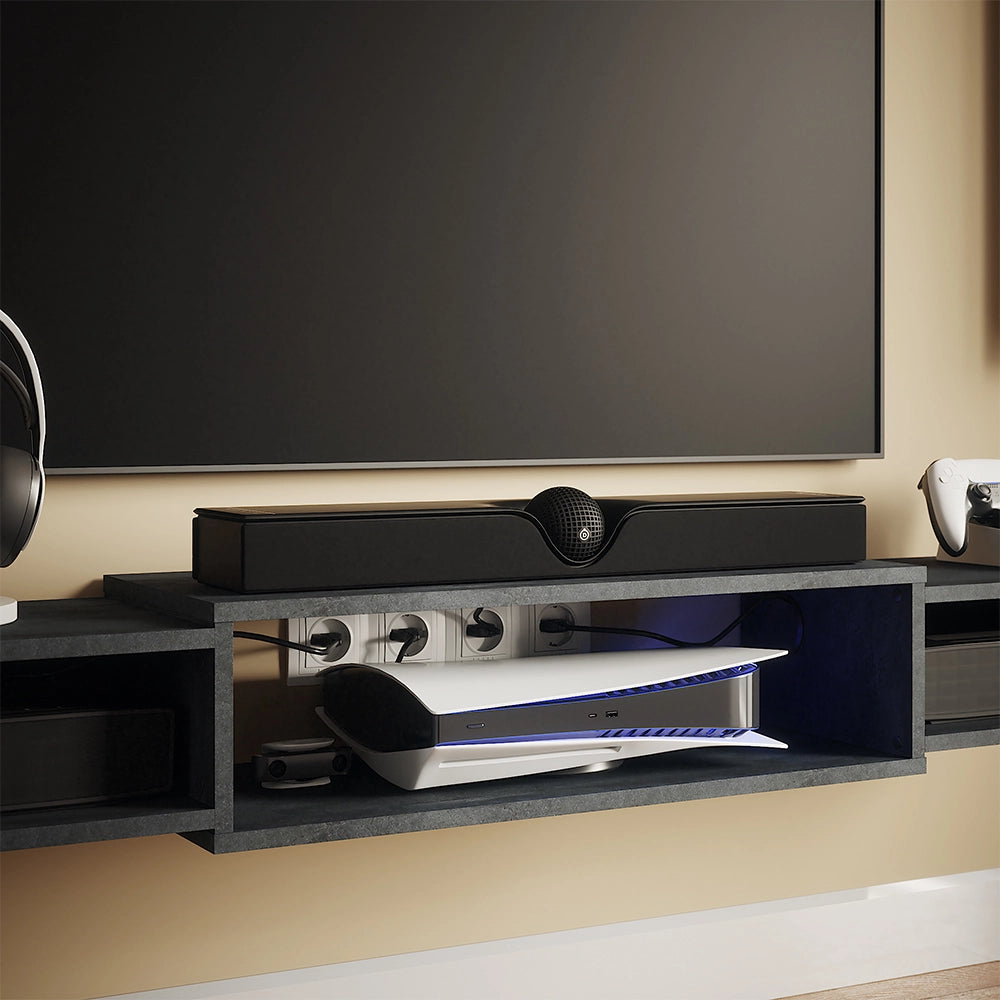 Vicco Mobile tv Calcestruzzo nero 139.7 x 20.3 cm con ripiani aperti