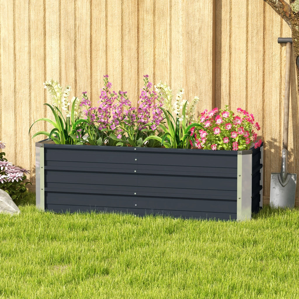 Letto rialzato in acciaio per orto e giardino 125x47x40 cm grigio