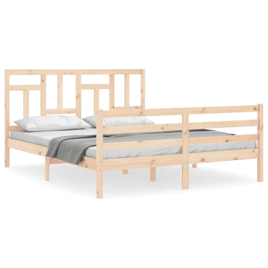 Giroletto con Testiera-Struttura Letto con testiera 160x200 cm in Legno Massello 611880