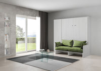 Letto Matrimoniale A Scomparsa 160 Kentaro Con Divano E Colonna Bianco Frassino e Verde