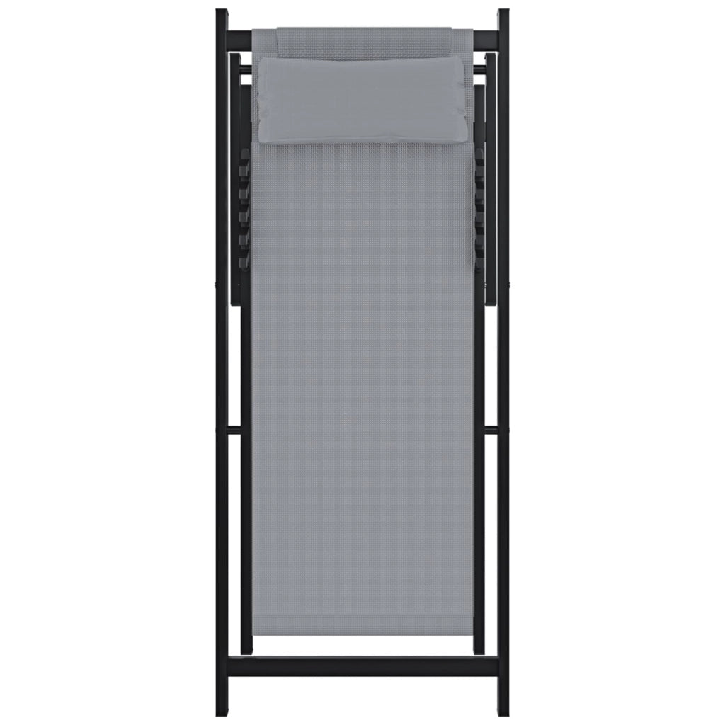 Sedia Sdraio Leggera Da Giardino Schienale Regolabile 5 Posizioni Pieghevole Ergonomica Con Cuscino Traspirante Struttura Nera In Alluminio Da Esterno Piscina Mare Portata Massima 160 Kg (Grigio)