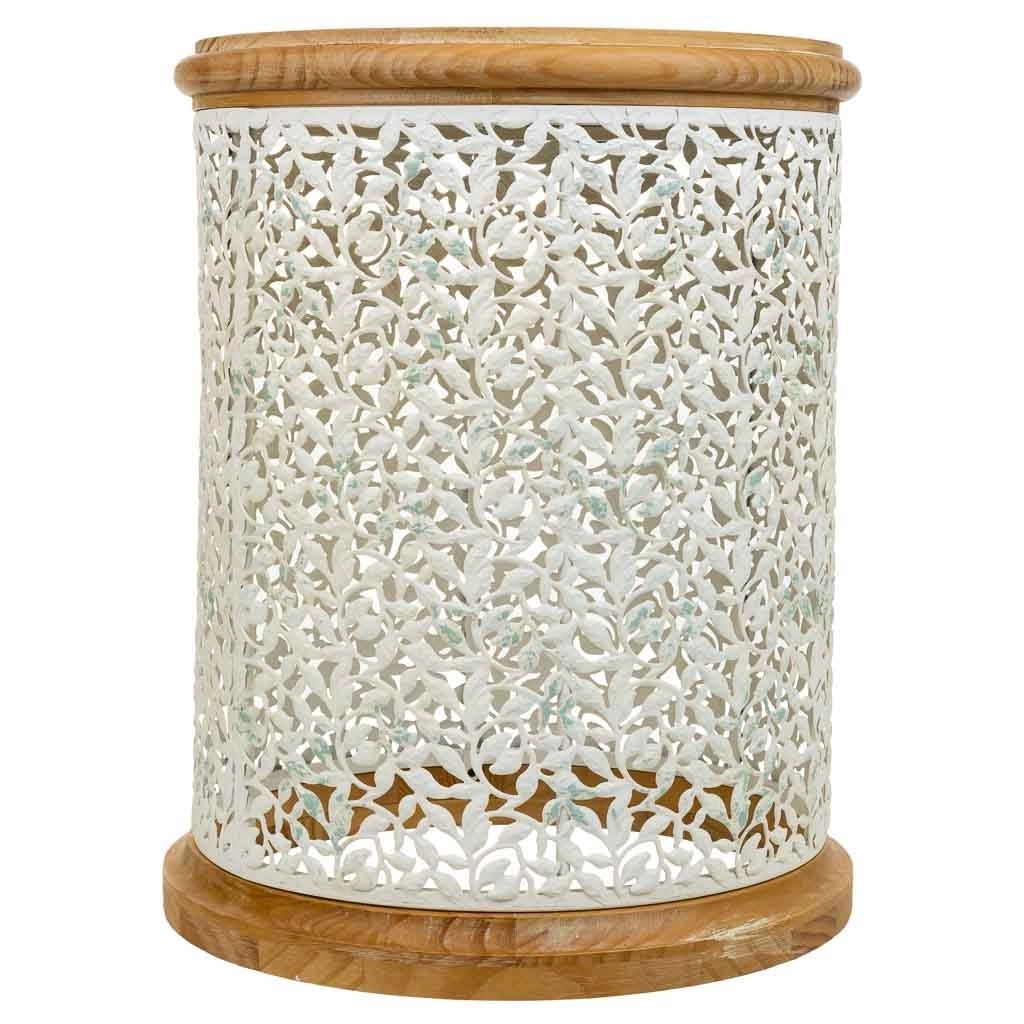 Tavolino in legno bianco e metallo 43,5x43,5x55h