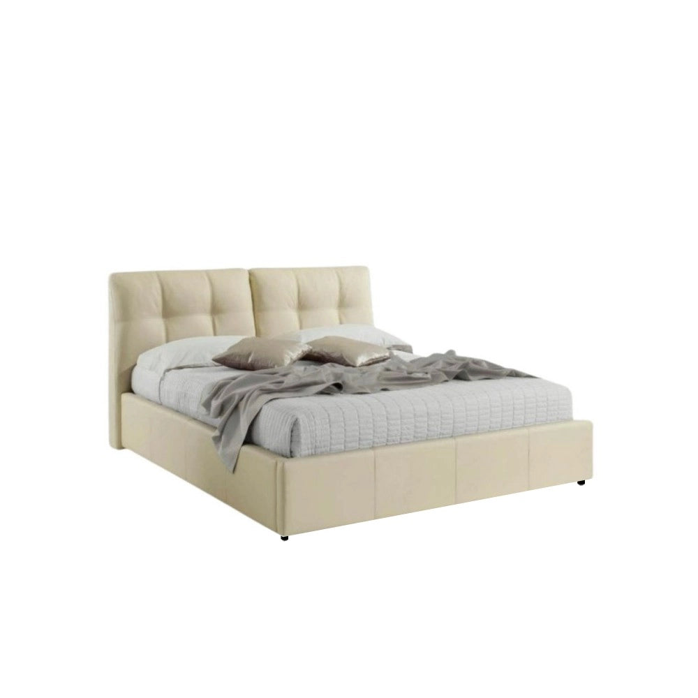 Letto matrimoniale con contenitore Melia ecopelle crema