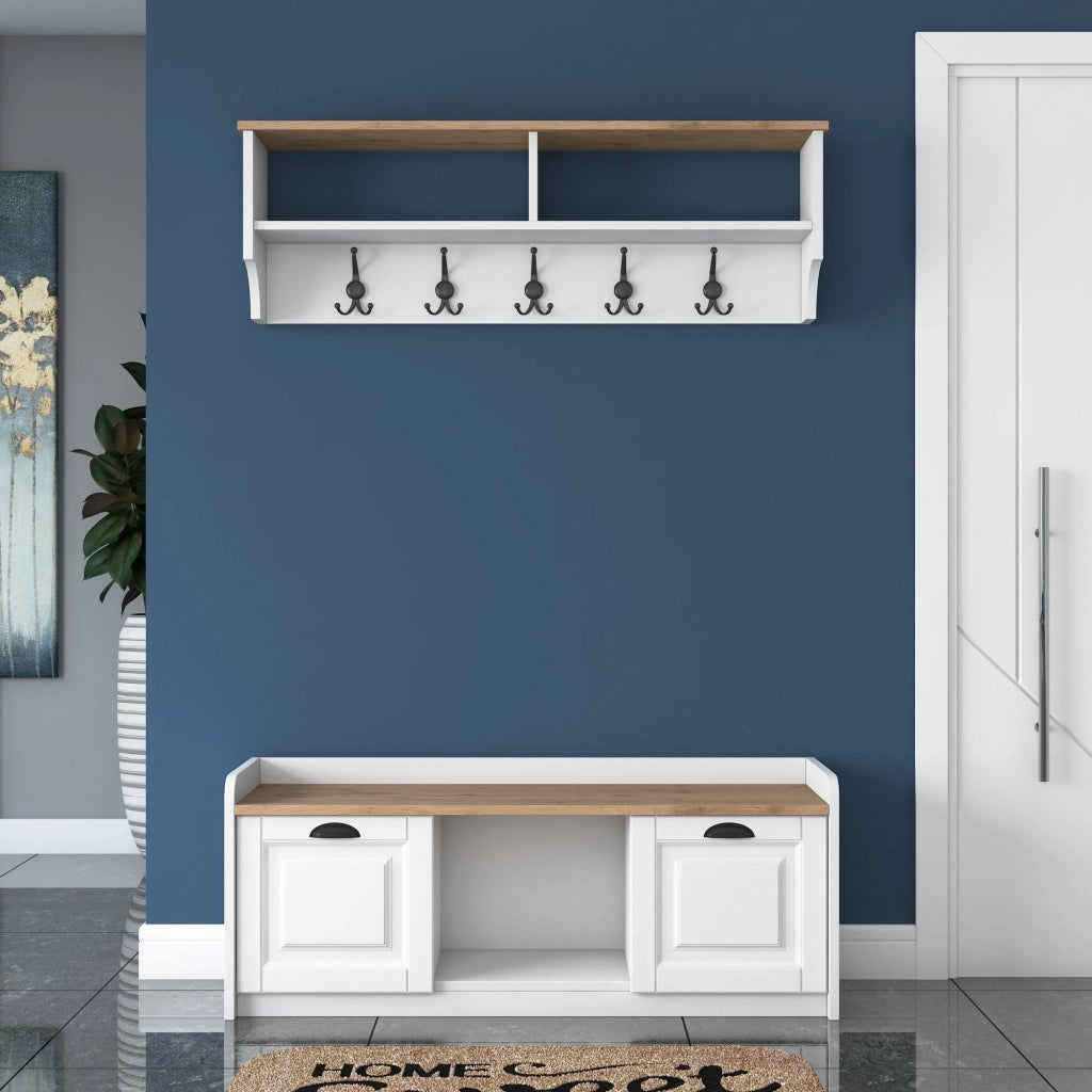 Orte, Mobile da Ingresso 6 Ripiani, 120x22x37h cm Bianco
