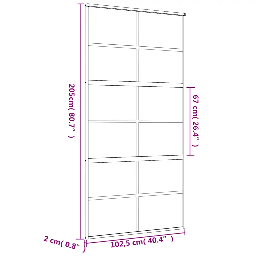 Porta Scorrevole Oro 102,5x205 Vetro Smerigliato ESG Alluminio 155171