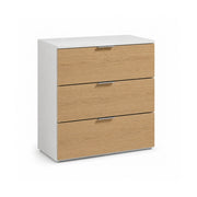 Cassettiera Design Moderno Con 3 Cassetti Comò Senza Piedi Mobile Salvaspazio Per Camera Da Letto Studio E Lavanderia 77 X 38 X 80 Cm Bianco E Rovere
