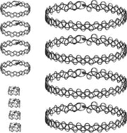 12 halskettinge elastiche 4 set di choker con elastico per tatuaggio catenelle per ragazze accessori anni '90.