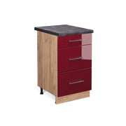 Mobiletto base per cucina Fame-Line Bordeaux lucido/Rovere dorato 50 cm, PL Antracite Vicco