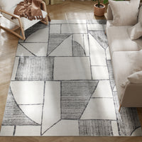 Tappeto Moderno Antiscivolo 230x160x0,7 cm Linee Geometriche in Poliestere Grigio