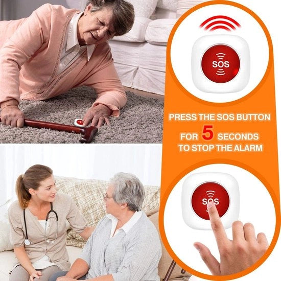 Pulsante di allarme di emergenza per anziani - chiamata di soccorso per anziani in stato di panico - assistenza sanitaria - wireless