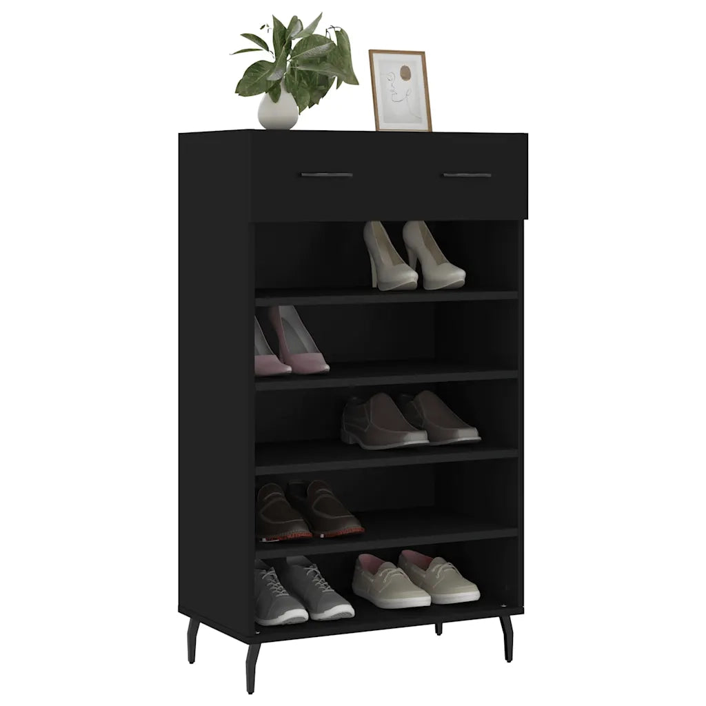 Scarpiera-Scaffale per scarpe Nera 60x35x105 cm in Legno Multistrato 838045