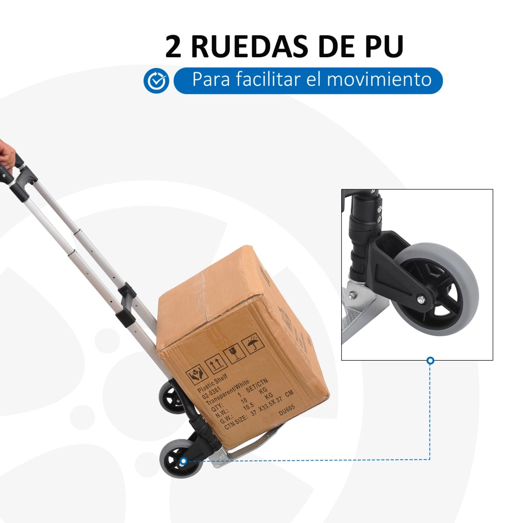 Carrello pieghevole in alluminio ¨C Xylo ¨C 2 ruote, capacit¨¤ 70 kg, manico estensibile, 41x38,5x100 cm