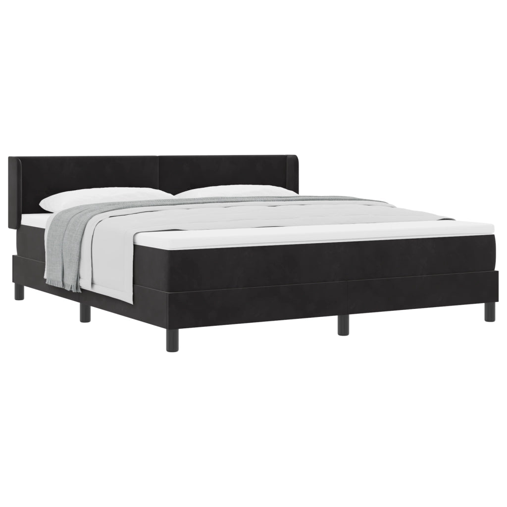 Letto Box Spring con Materasso Nero 180x200 cm in Velluto