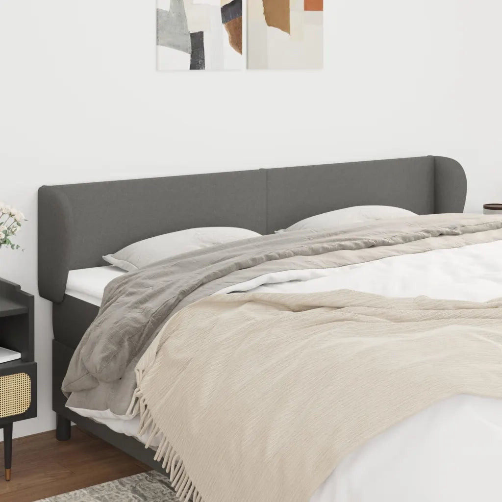 Testiera ad Orecchio Grigio Scuro 163x23x78/88 cm in Tessuto 3116871