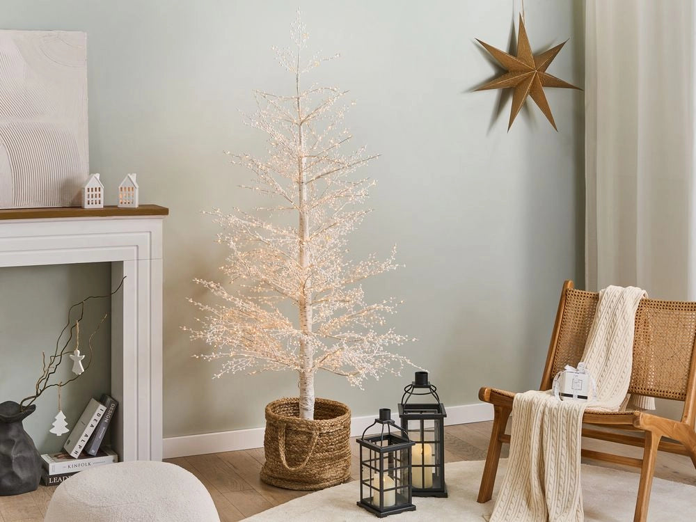 Albero di Natale Bianco PE 180 cm Luci LED Artificiali Moderno Scandinavo Outdoor & Indoor