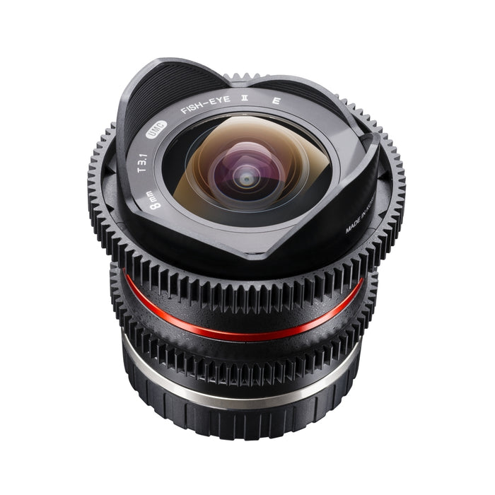 Walimex Pro 8mm 1:3.1 VCSC obiettivo Fish-Eye per foto e video (angolo di campo di 180 gradi, lenti MC, grande profondità di campo, apertura continua) per baionetta per obiettivi Sony E-mount nero